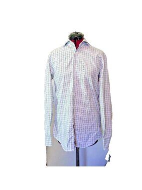 Canali 1934 Shirt Men 39 15.5 Multicolor Plaid Italy Button Front Dress Cotton